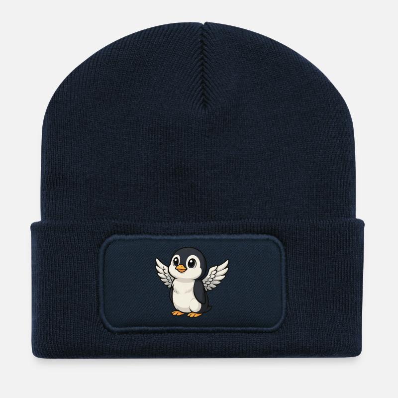 Süßer Pinguin Engel - Recycelte Patch Beanie - French Navy