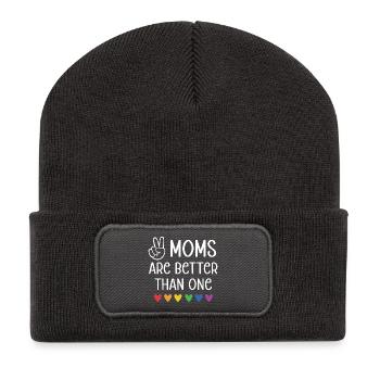 LGBTQ Pride Month - Zwei Mütter sind besser als eine - Recycelte Patch Beanie - Dunkelgrau - Vorne