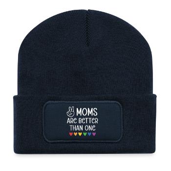 LGBTQ Pride Month - Two Moms Are Better Than One - Recycled Patch Beanie - french navy - Front