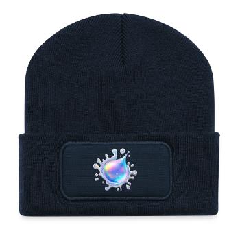 Holographic Drop Splash 💧 - Recycled Patch Beanie - french navy - Front