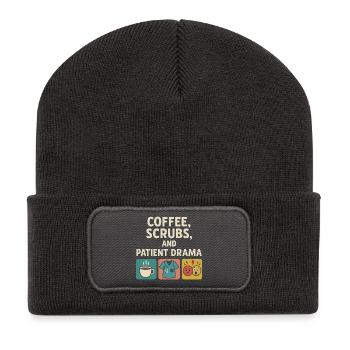 Coffee Scrubs Patient Drama – Care Humor - Recycled Patch Beanie - dark grey - Front