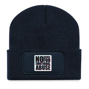 Audacieux, aucune excuse pour une conception de violence psychologique - Beanie recyclé à patch - bleu marine - Devant