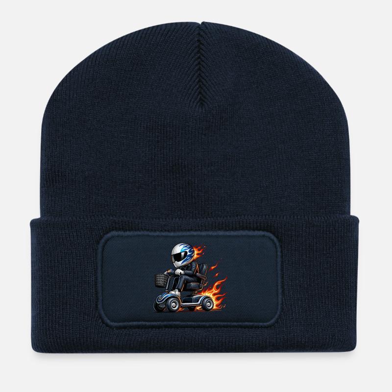 Scooter de mobilité Race bleu - Beanie recyclé à patch - bleu marine