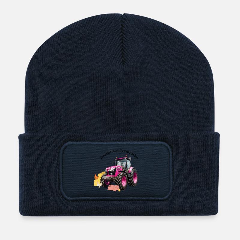 Fan de tracteur - Beanie recyclé à patch - bleu marine