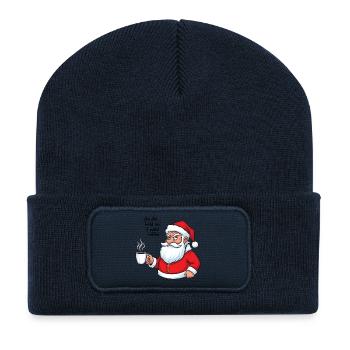 Ho Ho... Ich brauche Kaffee - Recycelte Patch Beanie - French Navy - Vorne