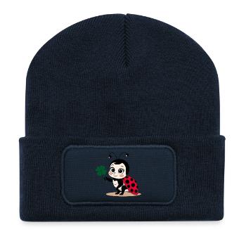 Ladybug Clover Lucky Charm Lucky Symbol - Recycled Patch Beanie - french navy - Front