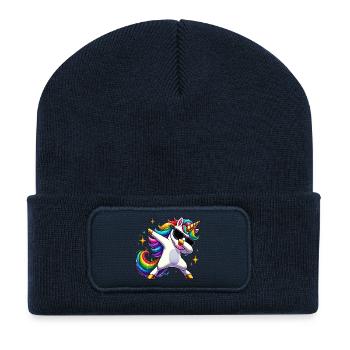 Einhörner Dabbing Dab Einhorn Unicorn Frauen - Recycelte Patch Beanie - French Navy - Vorne