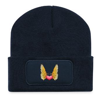 Himmlische Liebe | Herz | Engel | Geschenkidee - Recycelte Patch Beanie - French Navy - Vorne