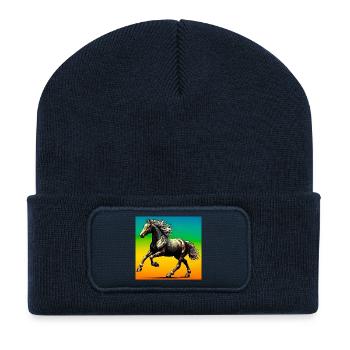 cheval - Beanie recyclé à patch - bleu marine - Devant