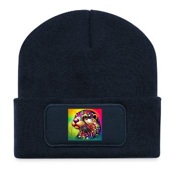 loutre - Beanie recyclé à patch - bleu marine - Devant