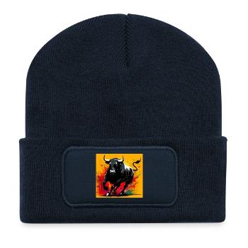 taureau - Beanie recyclé à patch - bleu marine - Devant