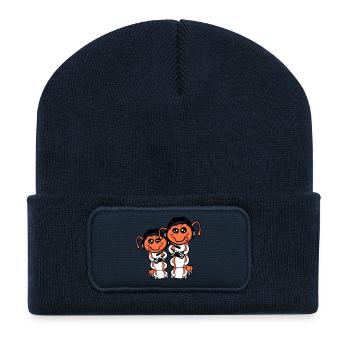 2 Gamer Raupe Nerd zocken Controller Konsole Spiel - Recycelte Patch Beanie - French Navy - Vorne