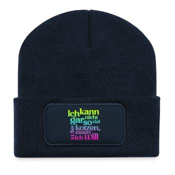 ICH KANN GAR NICHT SO VIEL KOTZEN WIE ICH ESSEN .. - Recycelte Patch Beanie - French Navy - Vorne