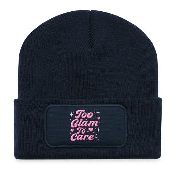 Trop glamour pour s’en soucier / Y2K Design - Beanie recyclé à patch - bleu marine - Devant