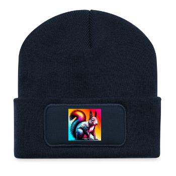 écureuil - Beanie recyclé à patch - bleu marine - Devant