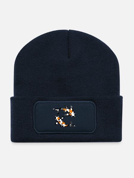 Pixelart Koi - Beanie recyclé à patch - bleu marine
