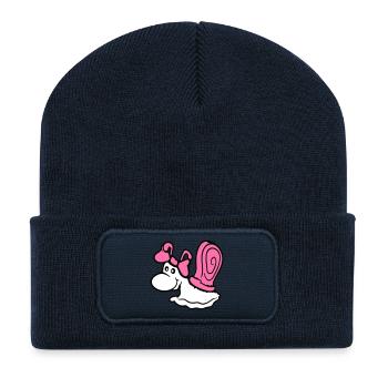Snail Girl Female Cute Pretty Bow Woman - Recycled Patch Beanie - french navy - Front