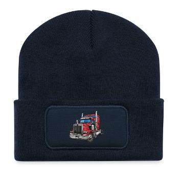 Roter Lastwagen Illustration - Recycelte Patch Beanie - French Navy - Vorne