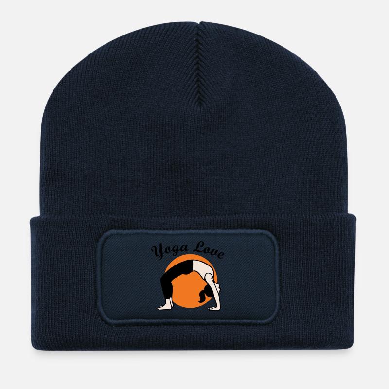 Yoga Amour - Beanie recyclé à patch - bleu marine