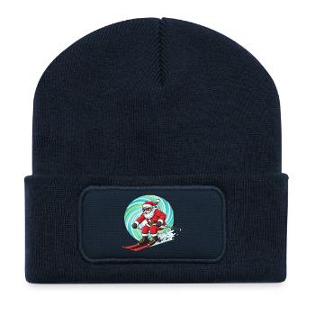 Ski Noël Homme Ski Humour - Beanie recyclé à patch - bleu marine - Devant