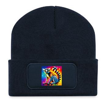 Lémurien - Beanie recyclé à patch - bleu marine - Devant