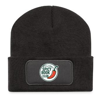 Sticker Emblem – Spicy Book Club - Recycelte Patch Beanie - Dunkelgrau - Vorne