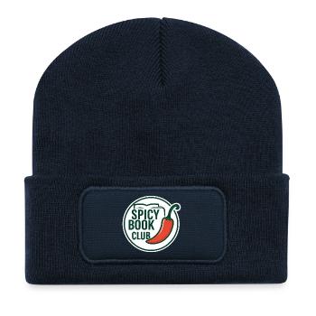 Sticker Emblem – Spicy Book Club - Recycelte Patch Beanie - French Navy - Vorne