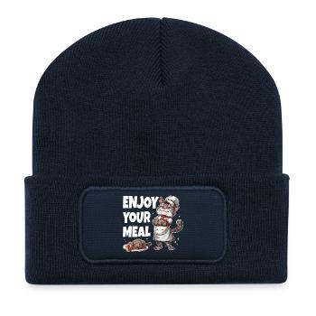 Kiss the Cat Cook funny - Recycled Patch Beanie - french navy - Front