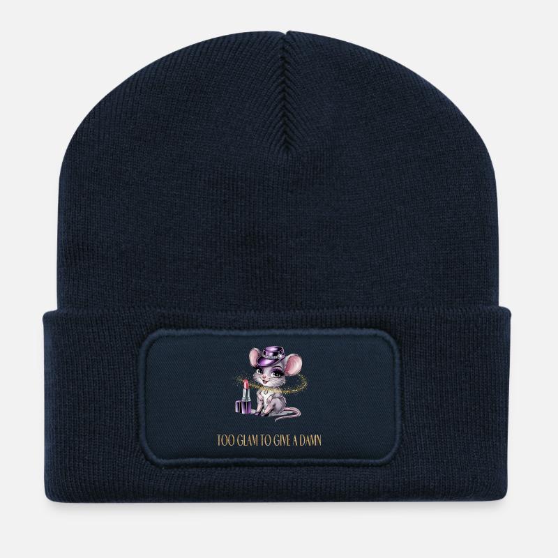 Heiße Maus mit Glamour & Lippenstift - Recycelte Patch Beanie - French Navy