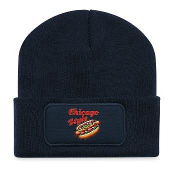 Chicago Style Hot Dog - Beanie recyclé à patch - bleu marine - Devant