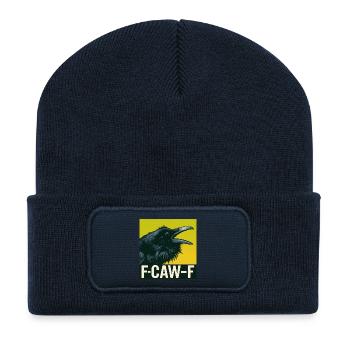 Raven F-Caw-F Retro Funny Black Crow  - Recycled Patch Beanie - french navy - Front