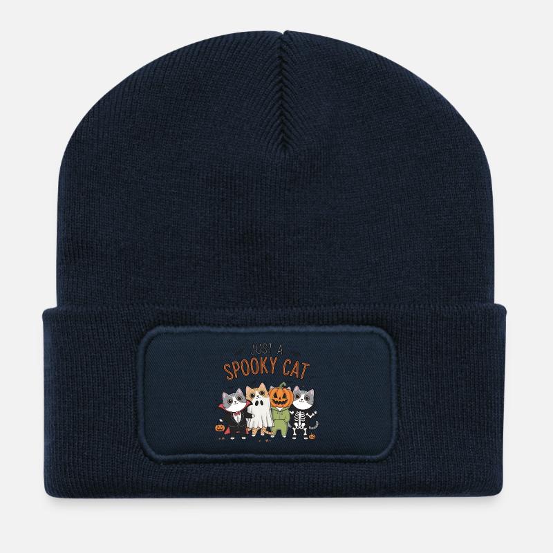Nur eine gruselige Katze - Recycelte Patch Beanie - French Navy