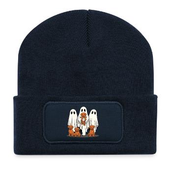 Amis fantômes avec des chiots Labrador Foxred - Beanie recyclé à patch - bleu marine - Devant