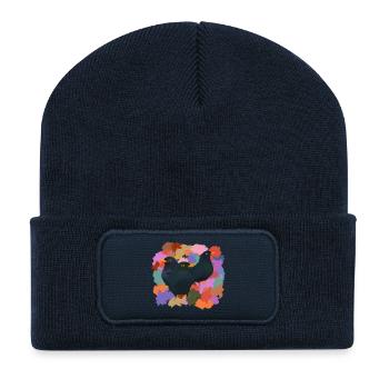Trois oiseaux sympathiques par une belle journée d’automne - Beanie recyclé à patch - bleu marine - Devant