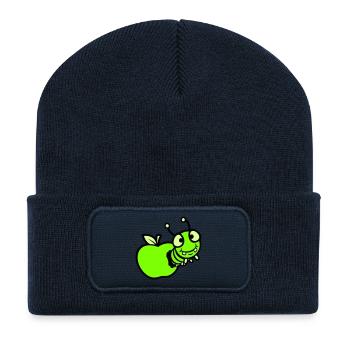 Caterpillar peeps apple hole comic funny cute cute - Recycled Patch Beanie - french navy - Front
