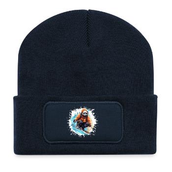 Panda Ski Skiing - Recycled Patch Beanie - french navy - Front
