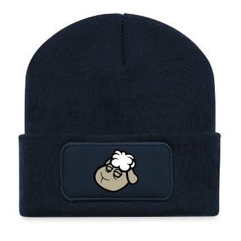 visage de mouton triste fatigué épuisé dormir doux - Beanie recyclé à patch - bleu marine - Devant