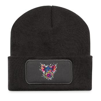 Explosion de couleurs tête de porc - Beanie recyclé à patch - charbon - Devant