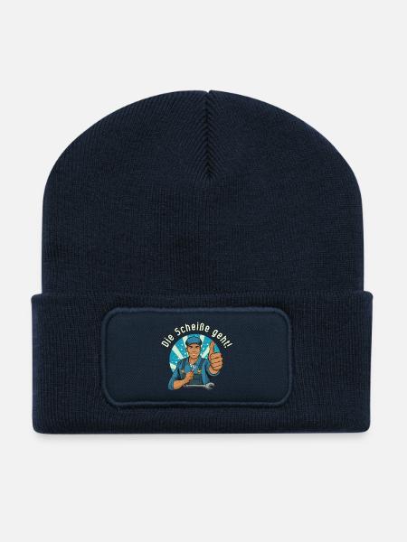 Motiv Mechaniker Daumenhoch, endlich funktionierts - Recycelte Patch Beanie - French Navy