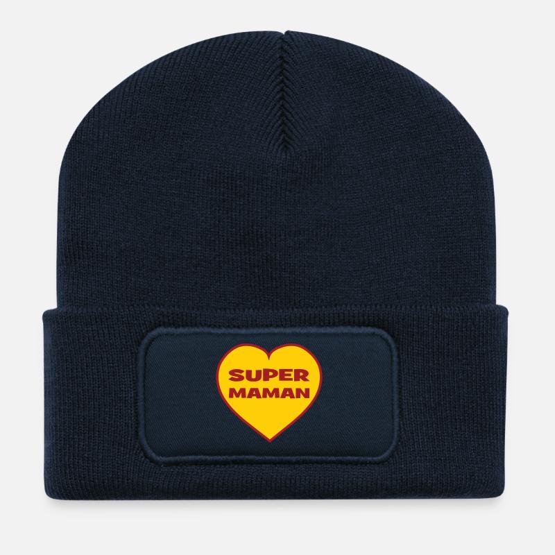 Super Mom - Mother's Day - Recycled Patch Beanie - french navy