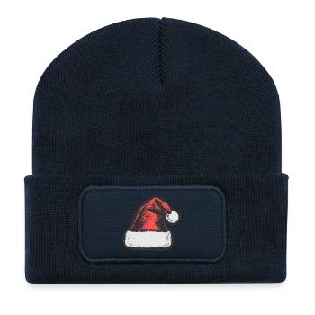 chapeau de Noël rouge - Beanie recyclé à patch - bleu marine - Devant