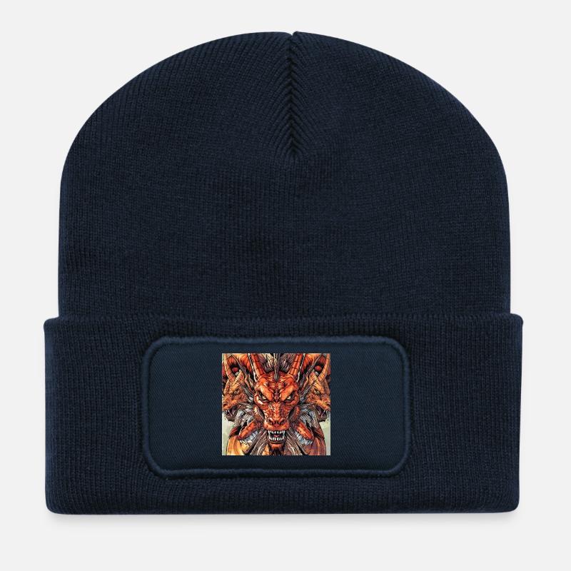 Dreiköpfige Drachen-Fireview - Recycelte Patch Beanie - French Navy