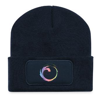 Kreativer Farbkreis als dynamischer Designrahmen - Recycelte Patch Beanie - French Navy - Vorne