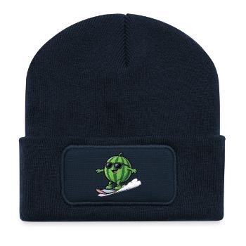 Snowboard pastèque avec des lunettes de soleil - Beanie recyclé à patch - bleu marine - Devant