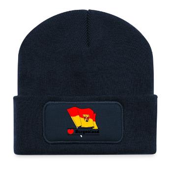 Drapeau du Burgenland avec le cœur - Beanie recyclé à patch - bleu marine - Devant
