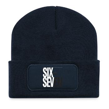 Typographie de chevauchement des Six et Sept - Beanie recyclé à patch - bleu marine - Devant