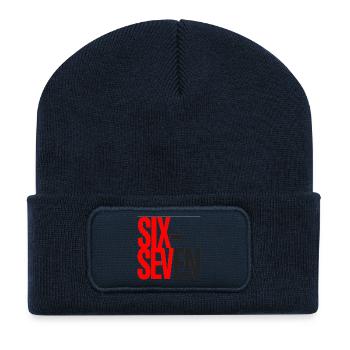 Six and Seven Typography Logo - Recycled Patch Beanie - french navy - Front