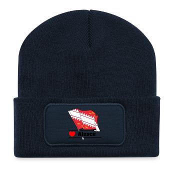 Elsass-Flagge + Herz + Text "Elsass" - Recycelte Patch Beanie - French Navy - Vorne