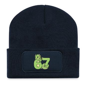 Dragon Six Sept Mignon Dragon Vert 67 - Beanie recyclé à patch - bleu marine - Devant