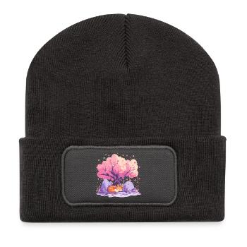 Schlaffuchs unter Kirschbaum - Recycelte Patch Beanie - Dunkelgrau - Vorne